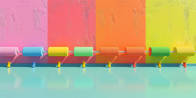 غلتکهای نقاشی ساختمان رنگی