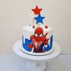 کیک پسرونه مرد عنکبوتی. خامه ای تزئین شده با چاپ خوراکی و فوندانت 