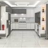 طراحی آشپزخانه طبق سلیقه مشتری و با تم طوسی و سفید