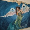 نقاشی زیبای فرشته روی دیوار 