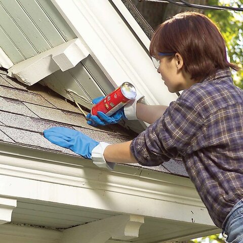 زن سقف خانه را سمپاشی میکند
