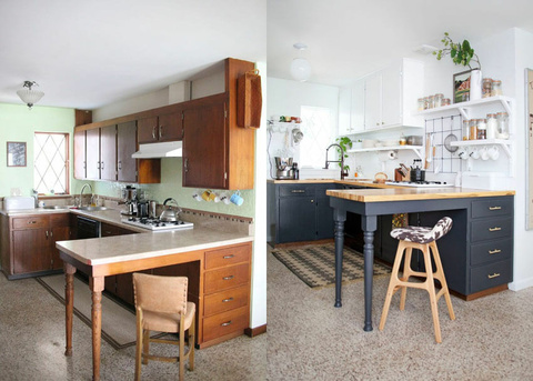 بازسازی آشپزخانه با کابینت رنگ روشن